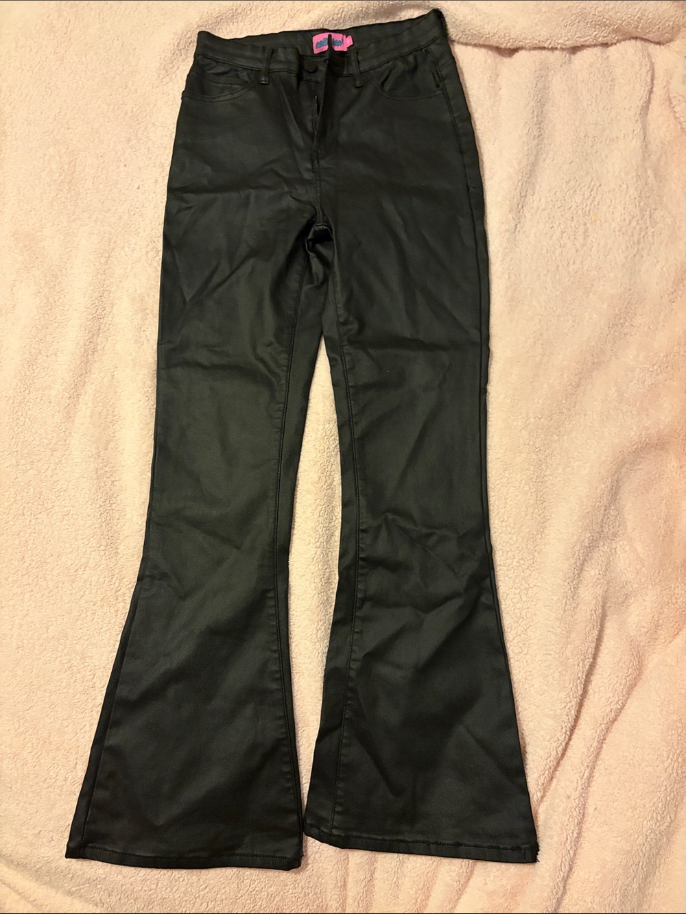 Edikted Black Flared Pants with Subtle Shine